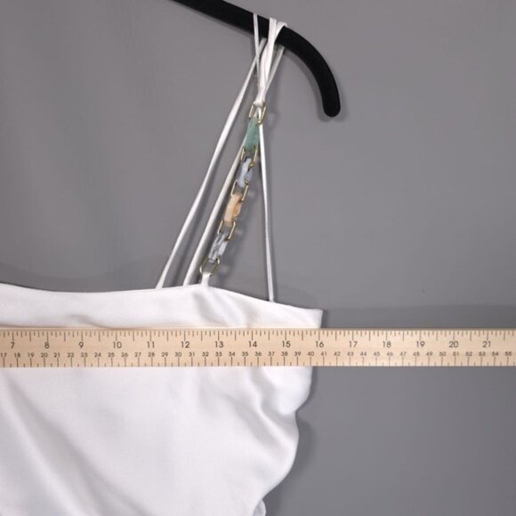 ZARA Women's Dress LARGE Multicolor Chain Strap Satin White Midi Maxi 7756/362 - Picture 4 of 12